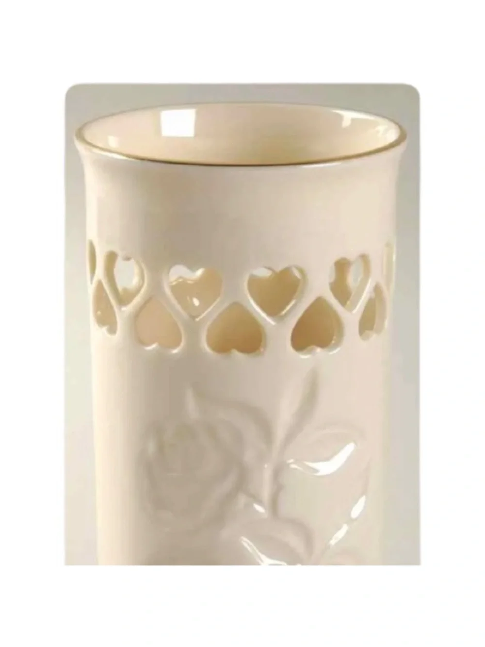 Vintage Lenox Heart Collection- Heart Cutout Vase Bone China with Gold Trim
